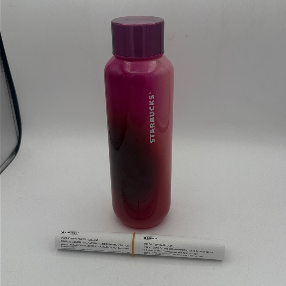 Starbucks Holiday 2022 Pink gradient Candy Cane glass WaterBottle Tumbler 20oz
